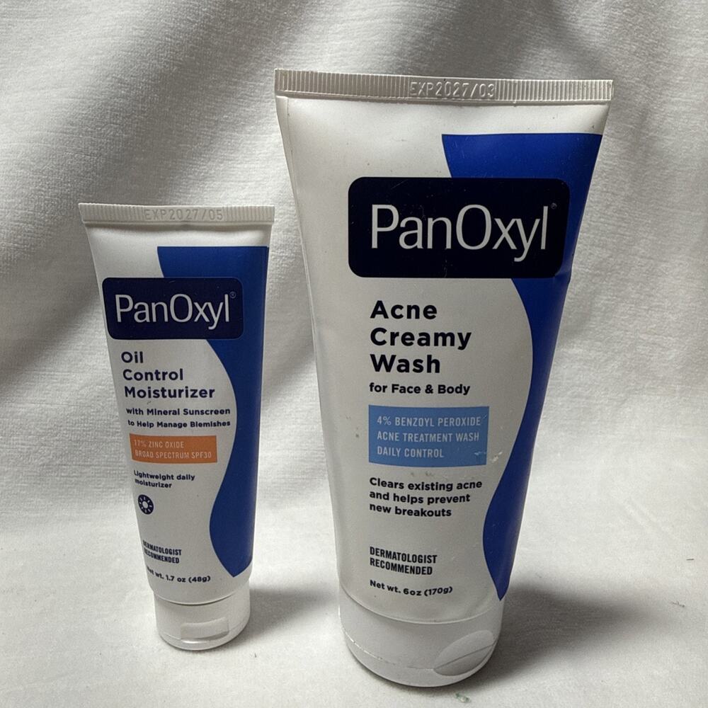 PanOxyl Wash & AM Oil Control Moisturizer Blemishes SPF30 NEW 1.7 oz Exp 05/27